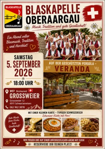 Blaskapelle Oberaargau am 05 09 2026 beim Grossweier